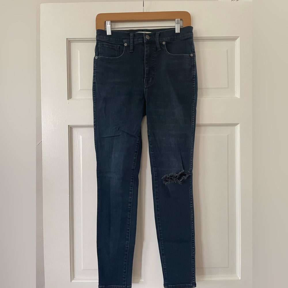 Madewell Black/Navy Wash Jeans (Ripped Knee)